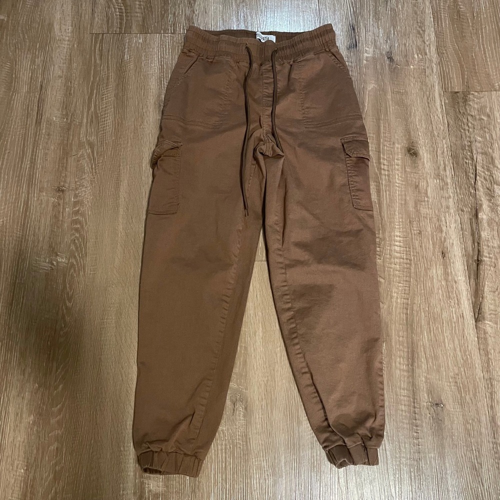 Telepatía Womens Cargo Jogger Pants Size 5/27 Brown Cotton Blend Utility Casual